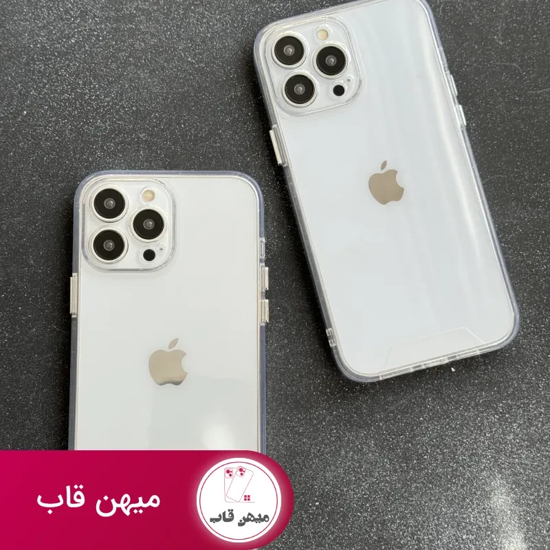 قاب موبایل آیفون ادویا پشت طلق لبه ژله ای بیرنگ