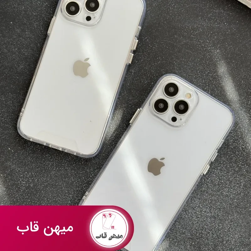 قاب موبایل آیفون ادویا پشت طلق لبه ژله ای بیرنگ