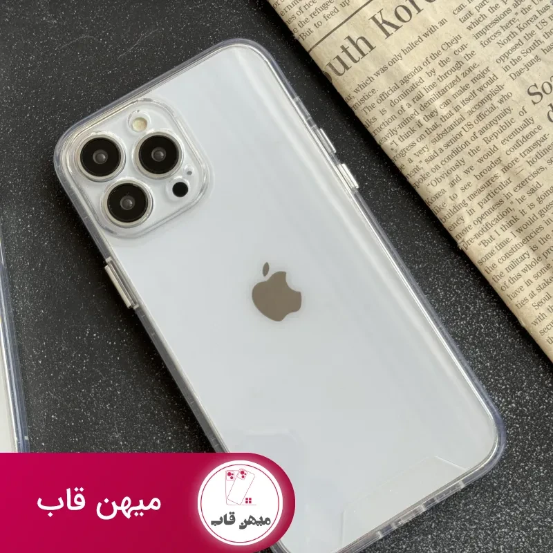 قاب موبایل آیفون ادویا پشت طلق لبه ژله ای بیرنگ