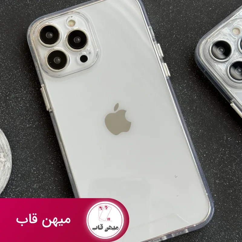 قاب موبایل آیفون ادویا پشت طلق لبه ژله ای بیرنگ