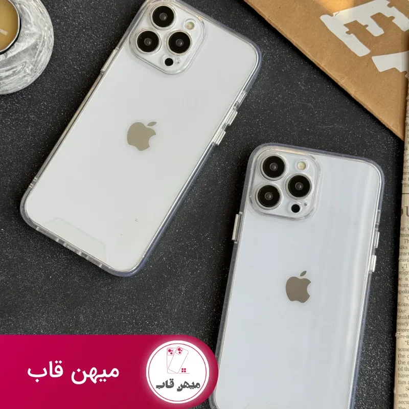 قاب موبایل آیفون ادویا پشت طلق لبه ژله ای بیرنگ