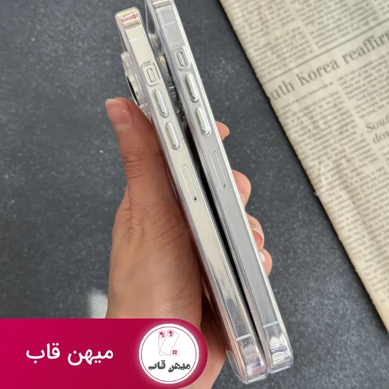 قاب موبایل آیفون ادویا پشت طلق لبه ژله ای بیرنگ