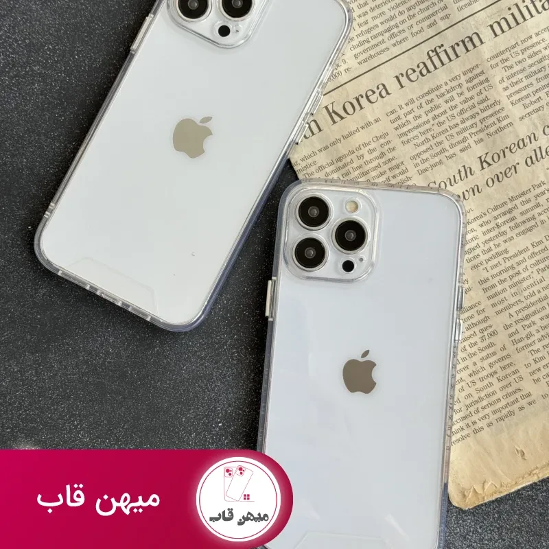 قاب موبایل آیفون ادویا پشت طلق لبه ژله ای بیرنگ