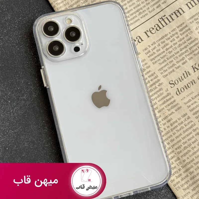 قاب موبایل آیفون ادویا پشت طلق لبه ژله ای بیرنگ