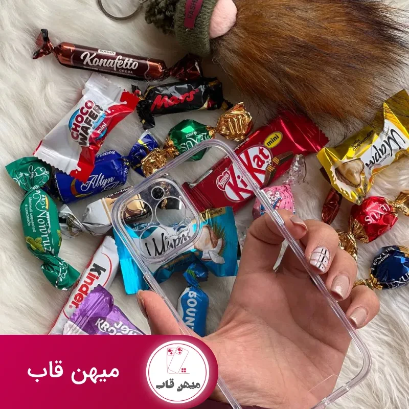 قاب موبایل آیفون ادویا پشت طلق لبه ژله ای بیرنگ