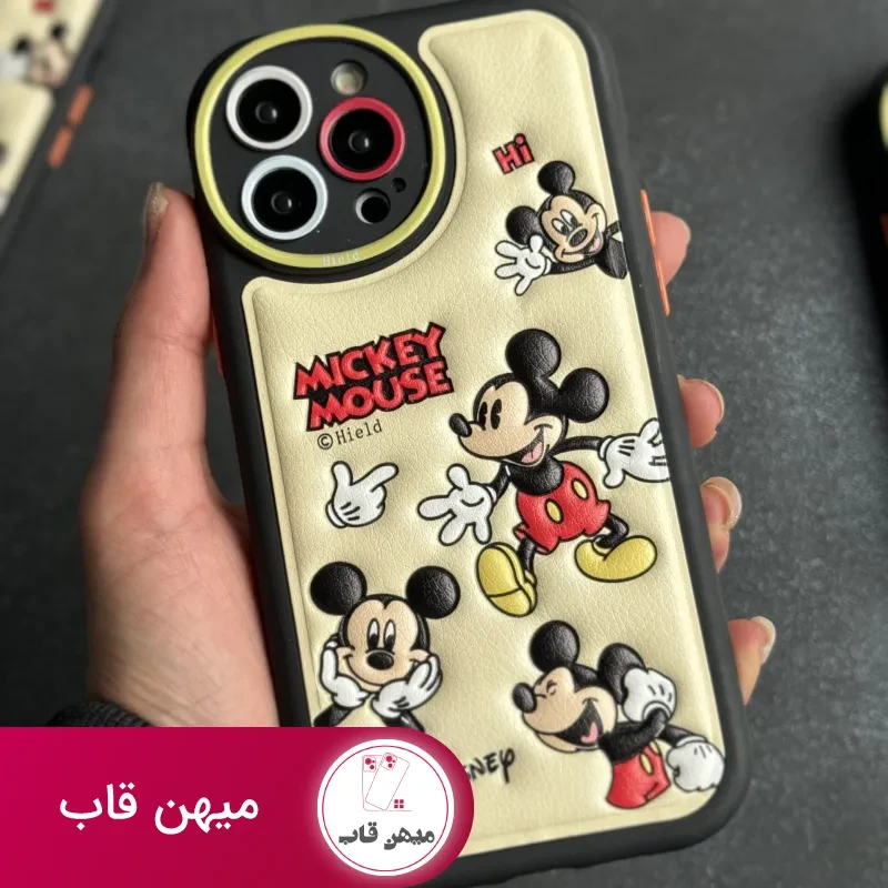 قاب موبایل آیفون میکی موس بالشتی خوشحال محافط لنزدار