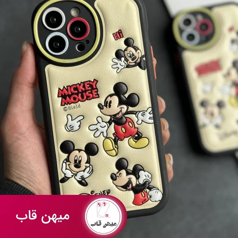 قاب موبایل آیفون میکی موس بالشتی خوشحال محافط لنزدار