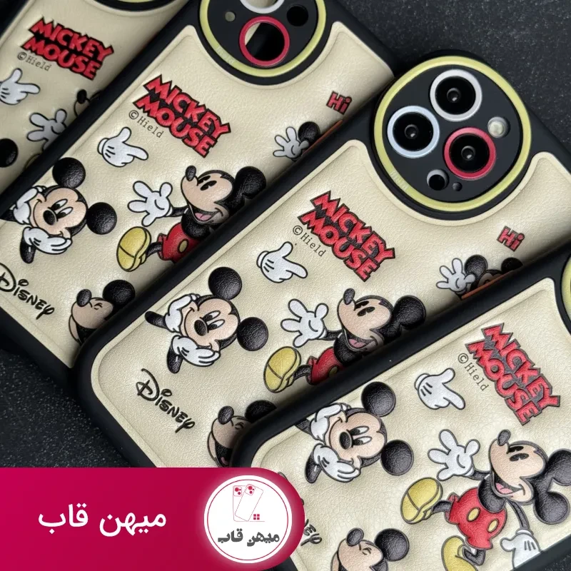 قاب موبایل آیفون میکی موس بالشتی خوشحال محافط لنزدار