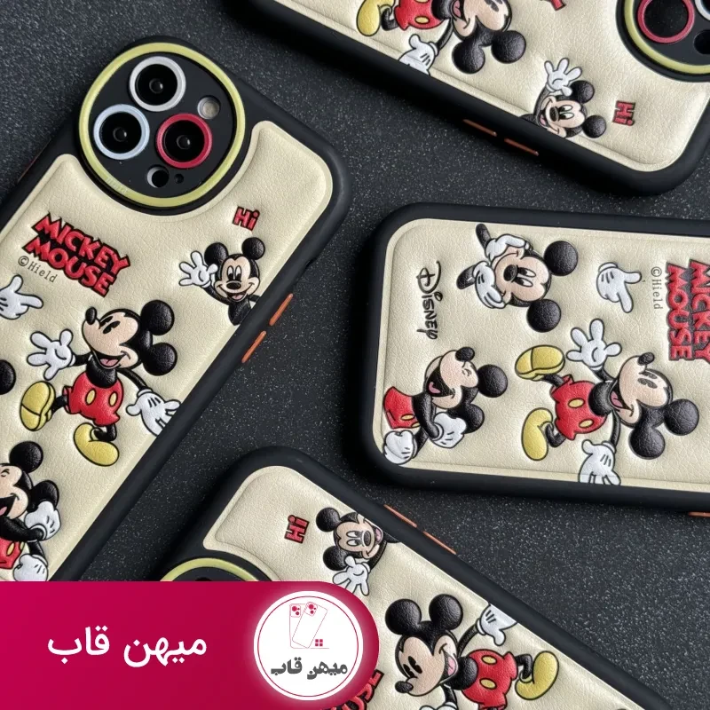 قاب موبایل آیفون میکی موس بالشتی خوشحال محافط لنزدار