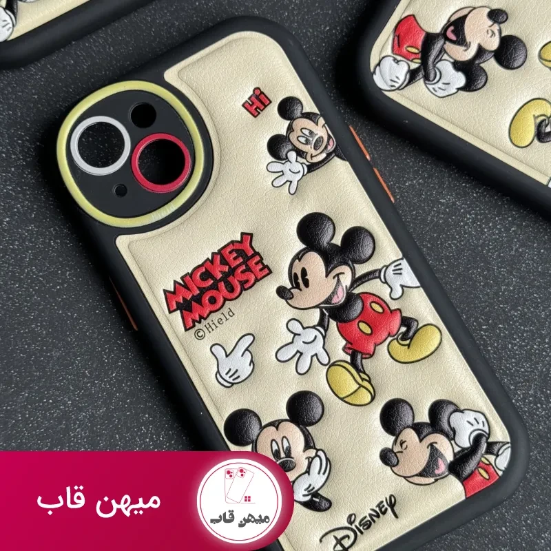 قاب موبایل آیفون میکی موس بالشتی خوشحال محافط لنزدار