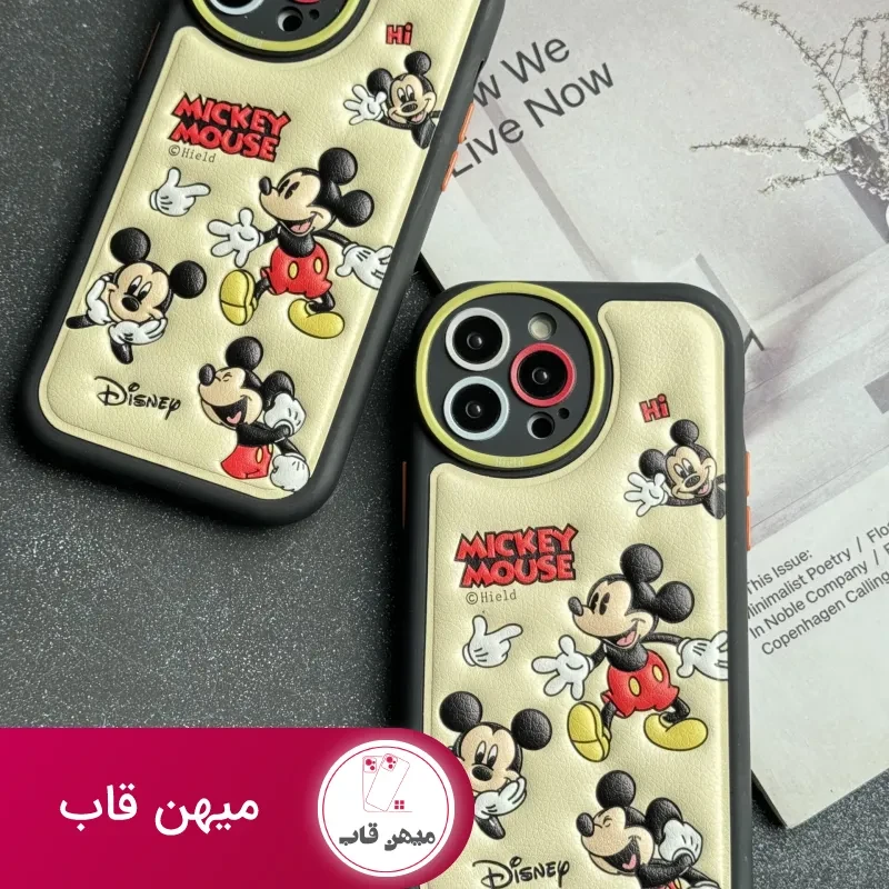 قاب موبایل آیفون میکی موس بالشتی خوشحال محافط لنزدار