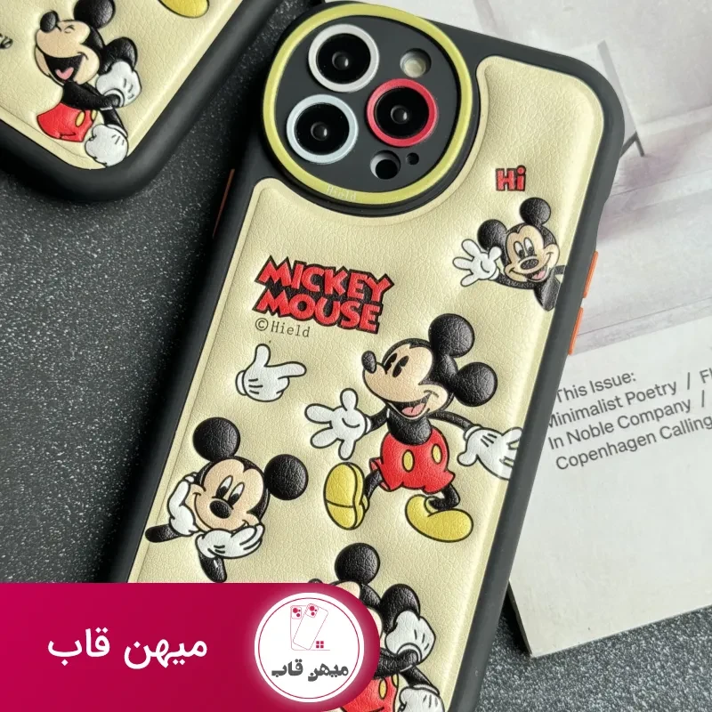 قاب موبایل آیفون میکی موس بالشتی خوشحال محافط لنزدار