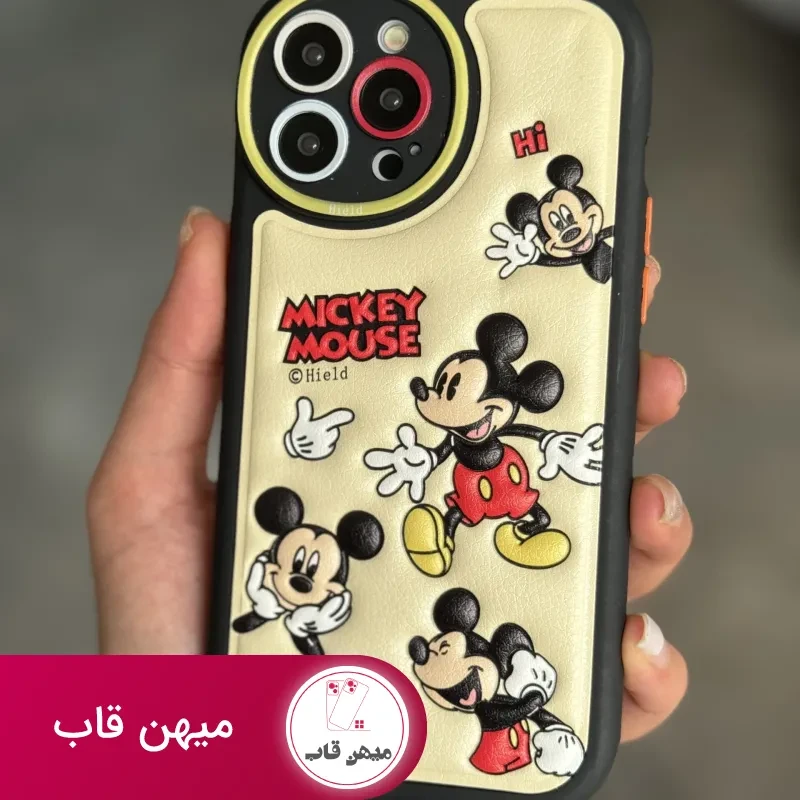 قاب موبایل آیفون میکی موس بالشتی خوشحال محافط لنزدار