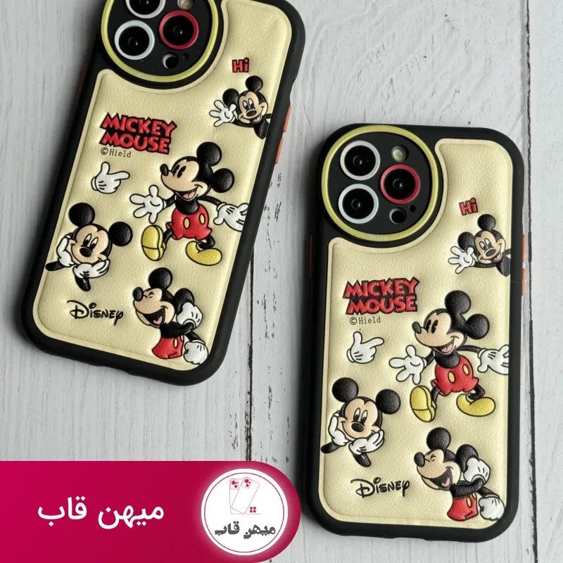 قاب موبایل آیفون میکی موس بالشتی خوشحال محافط لنزدار