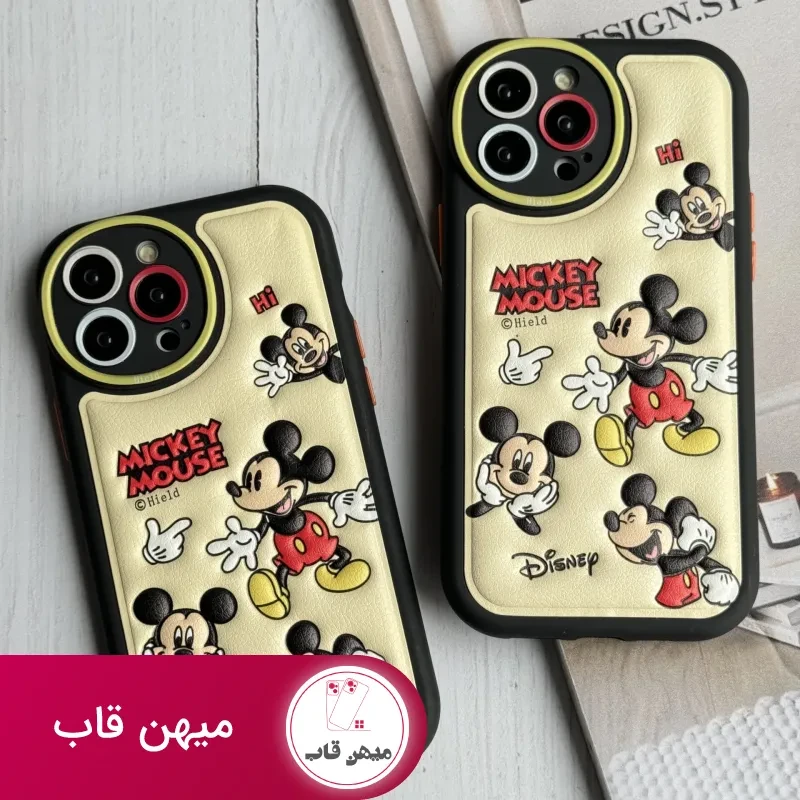 قاب موبایل آیفون میکی موس بالشتی خوشحال محافط لنزدار