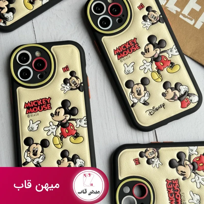 قاب موبایل آیفون میکی موس بالشتی خوشحال محافط لنزدار