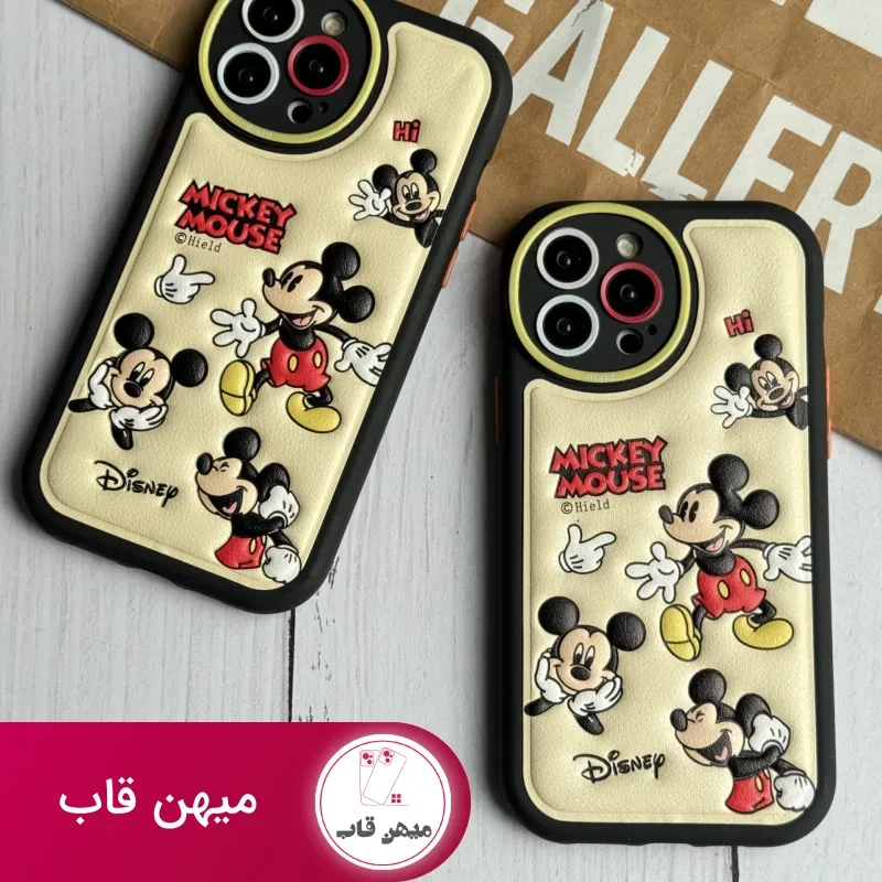 قاب موبایل آیفون میکی موس بالشتی خوشحال محافط لنزدار