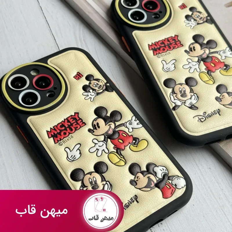 قاب موبایل آیفون میکی موس بالشتی خوشحال محافط لنزدار
