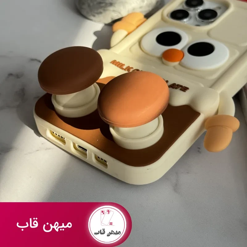 قاب موبایل آیفون شکلات شیری سیلیکونی پا استندشو
