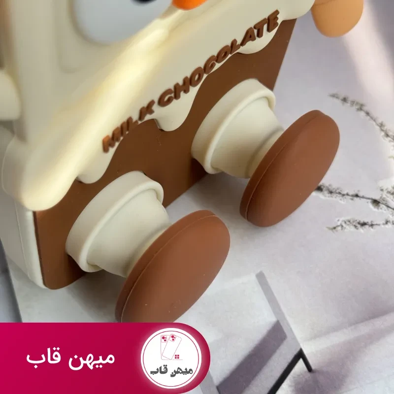 قاب موبایل آیفون شکلات شیری سیلیکونی پا استندشو