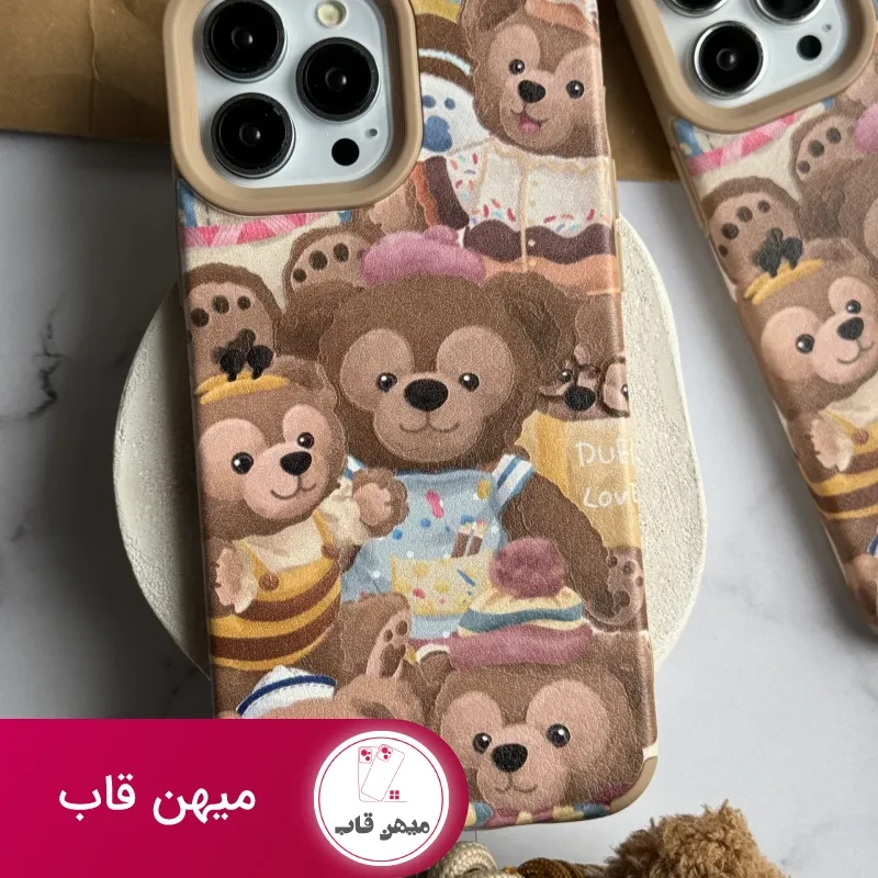 قاب موبایل آیفون خانواده خرسی + بند کوتاه خرسی