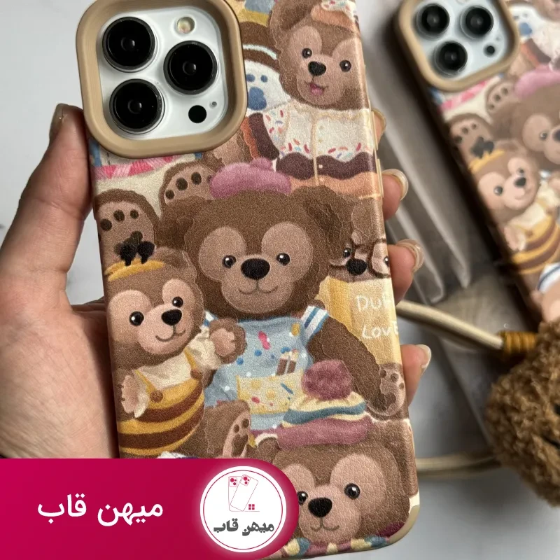 قاب موبایل آیفون خانواده خرسی + بند کوتاه خرسی