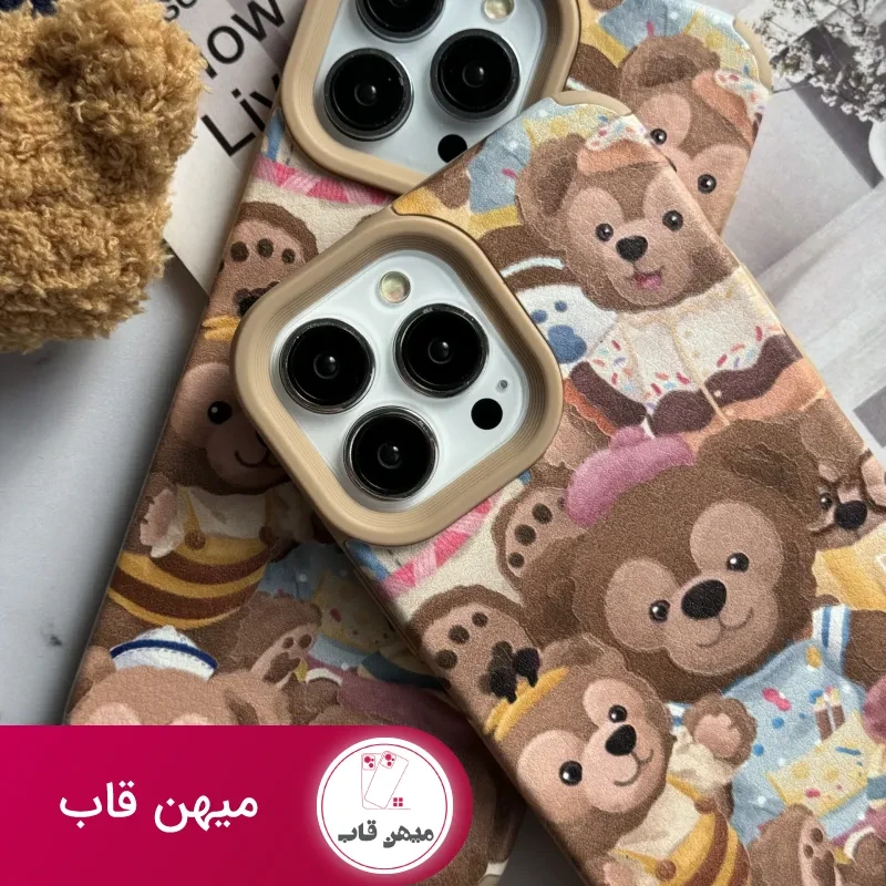 قاب موبایل آیفون خانواده خرسی + بند کوتاه خرسی