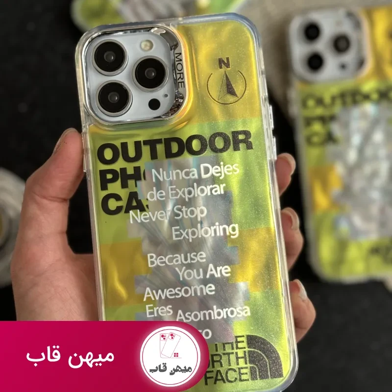 قاب موبایل آیفون نورث فیس فسفری شبرنگ