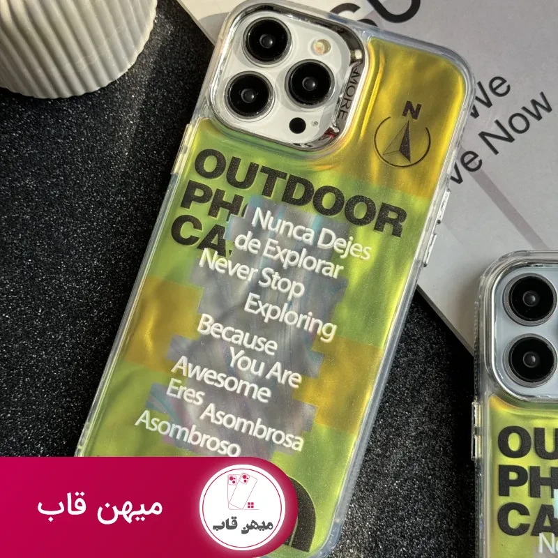 قاب موبایل آیفون نورث فیس فسفری شبرنگ