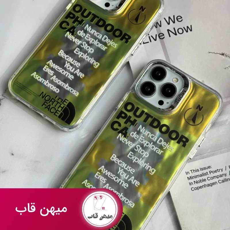 قاب موبایل آیفون نورث فیس فسفری شبرنگ