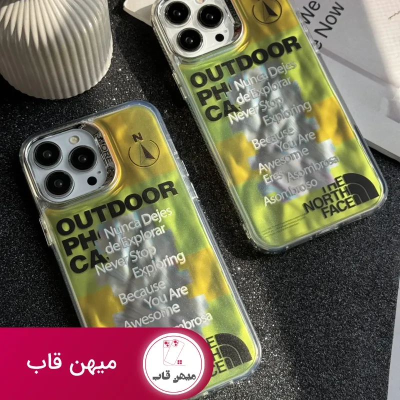 قاب موبایل آیفون نورث فیس فسفری شبرنگ
