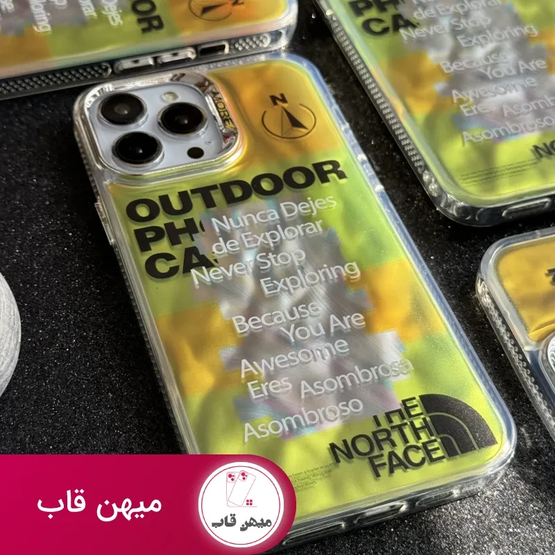قاب موبایل آیفون نورث فیس فسفری شبرنگ