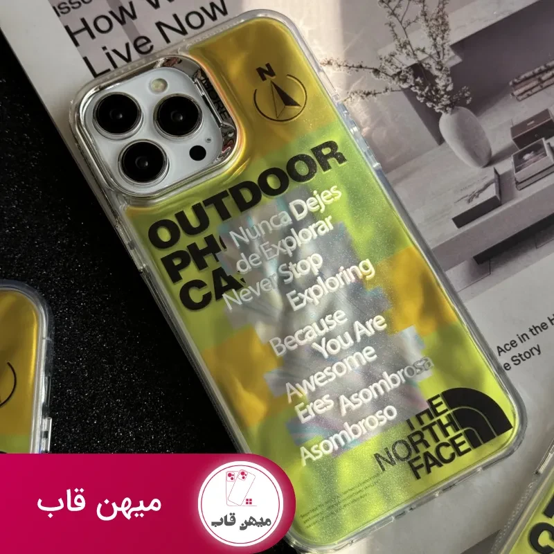 قاب موبایل آیفون نورث فیس فسفری شبرنگ