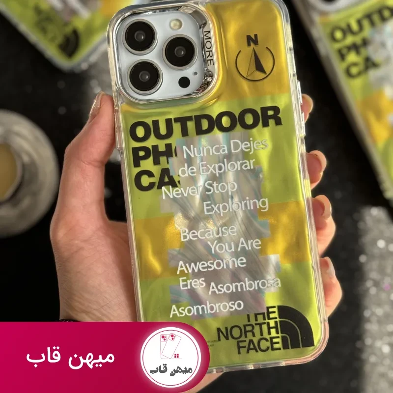 قاب موبایل آیفون نورث فیس فسفری شبرنگ