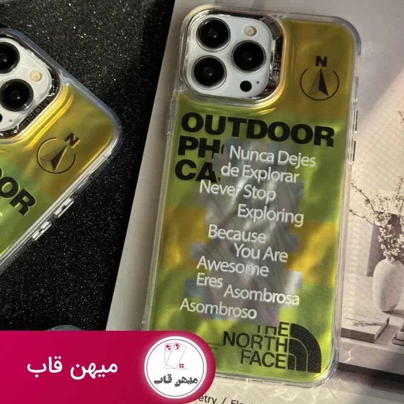 قاب موبایل آیفون نورث فیس فسفری شبرنگ