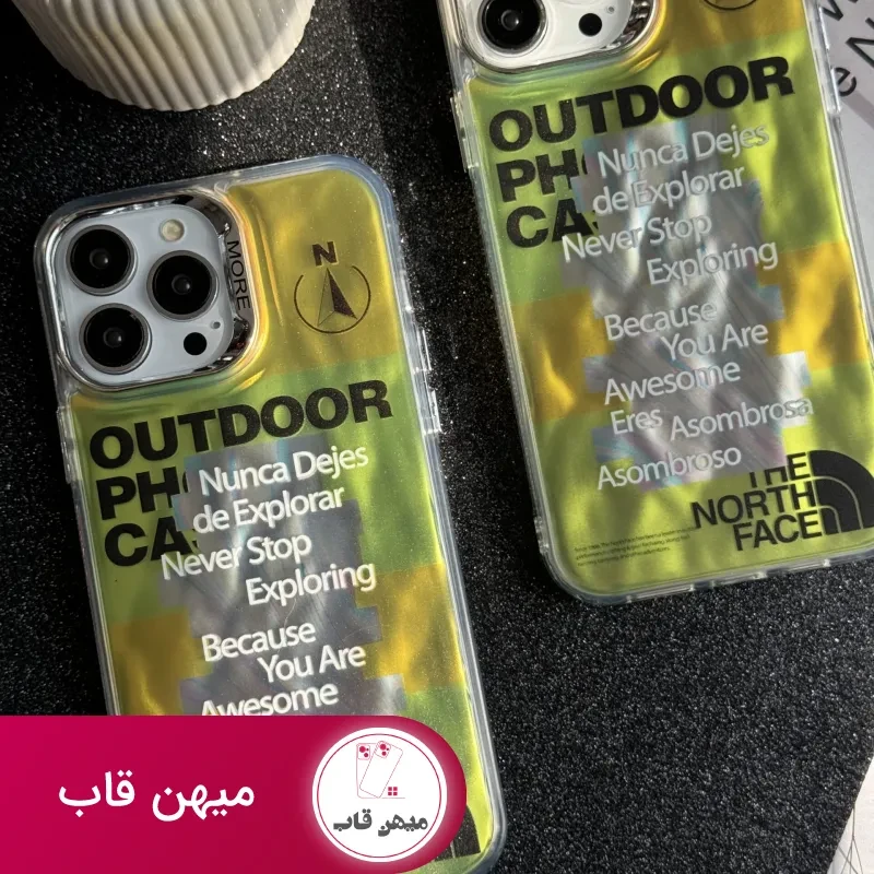 قاب موبایل آیفون نورث فیس فسفری شبرنگ