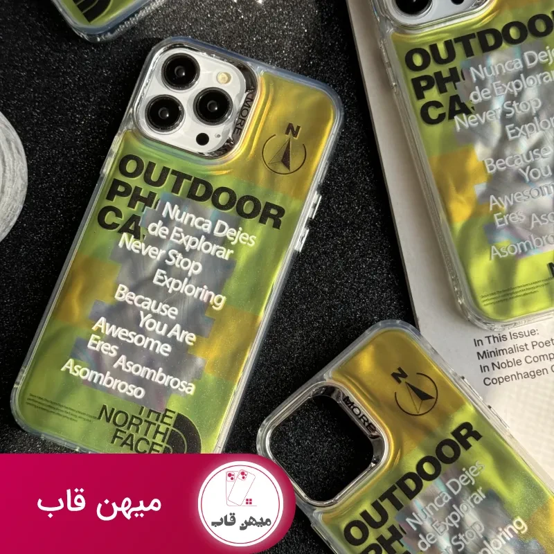 قاب موبایل آیفون نورث فیس فسفری شبرنگ