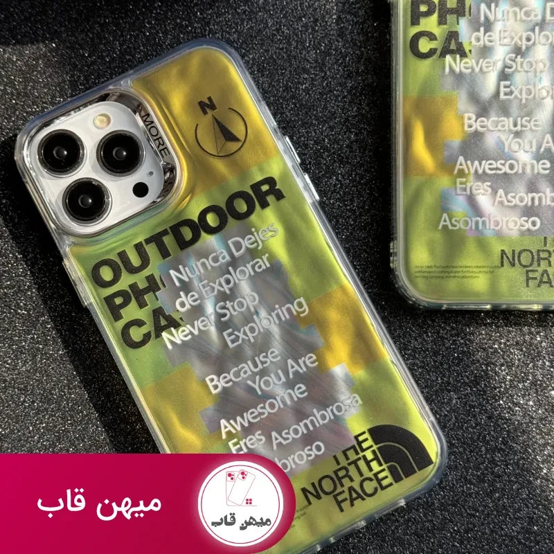 قاب موبایل آیفون نورث فیس فسفری شبرنگ