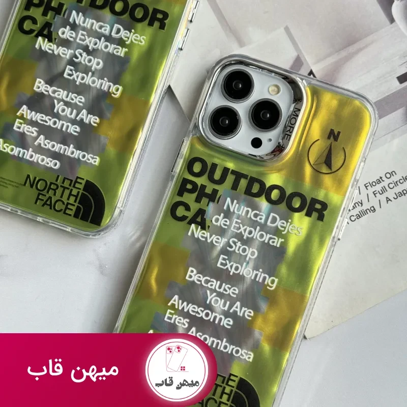 قاب موبایل آیفون نورث فیس فسفری شبرنگ