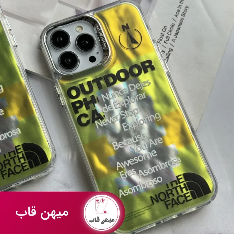 قاب موبایل آیفون نورث فیس فسفری شبرنگ