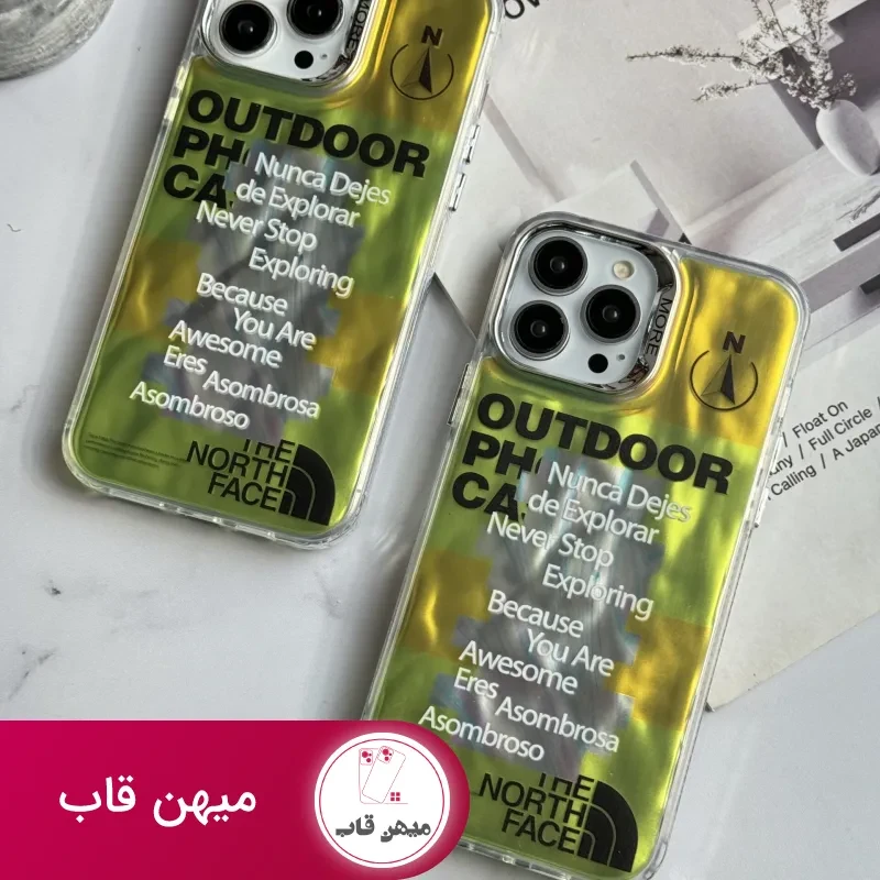 قاب موبایل آیفون نورث فیس فسفری شبرنگ