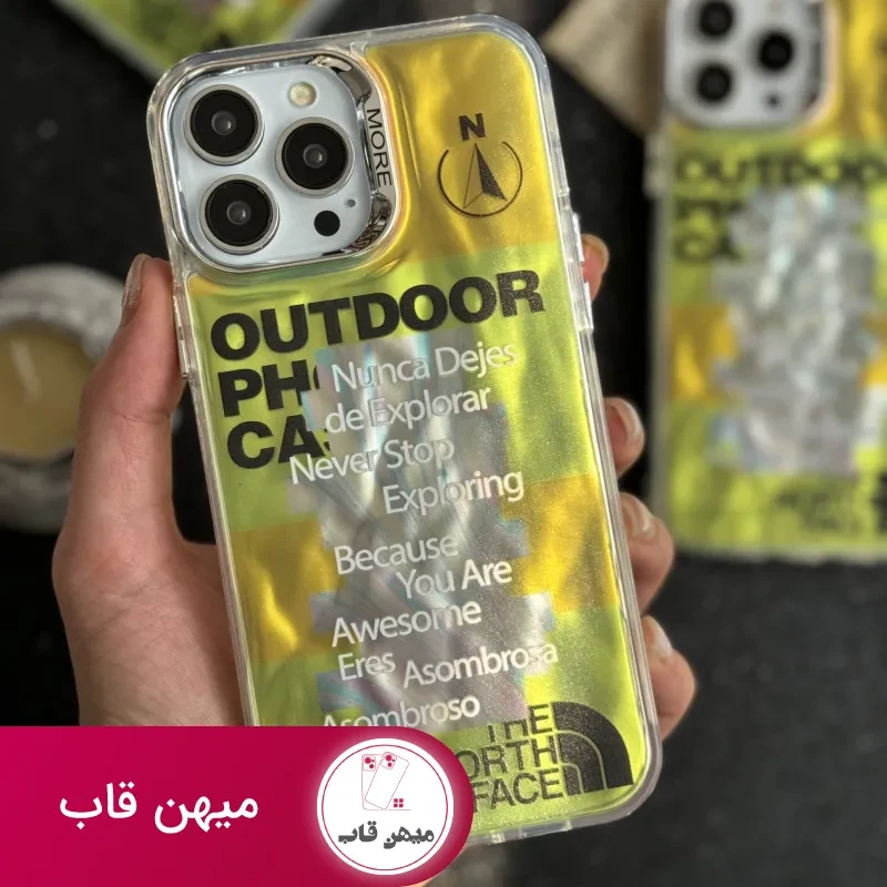 قاب موبایل آیفون نورث فیس فسفری شبرنگ