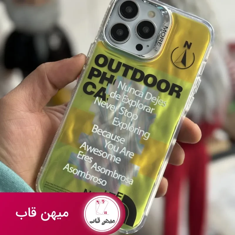 قاب موبایل آیفون نورث فیس فسفری شبرنگ