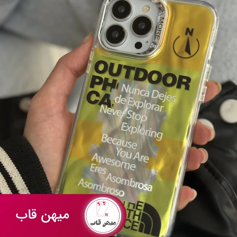 قاب موبایل آیفون نورث فیس فسفری شبرنگ