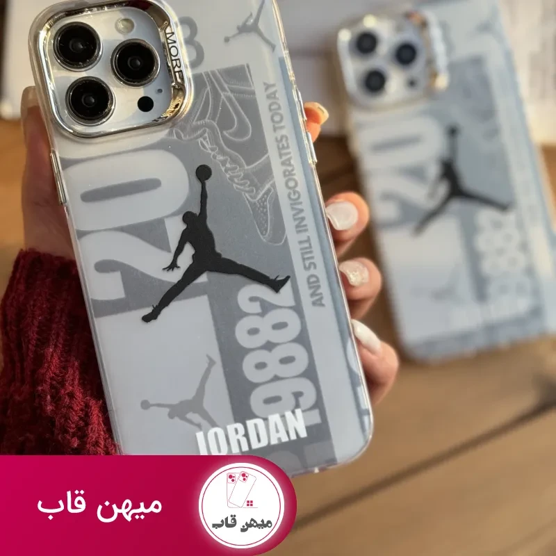 قاب موبایل آیفون نایک جردن لوگو نقره ای