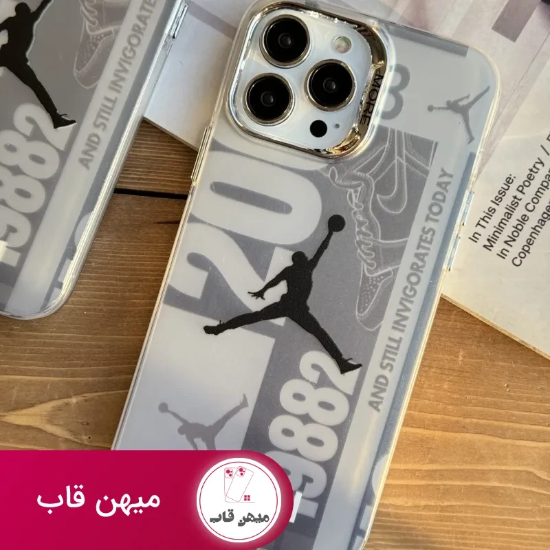 قاب موبایل آیفون نایک جردن لوگو نقره ای