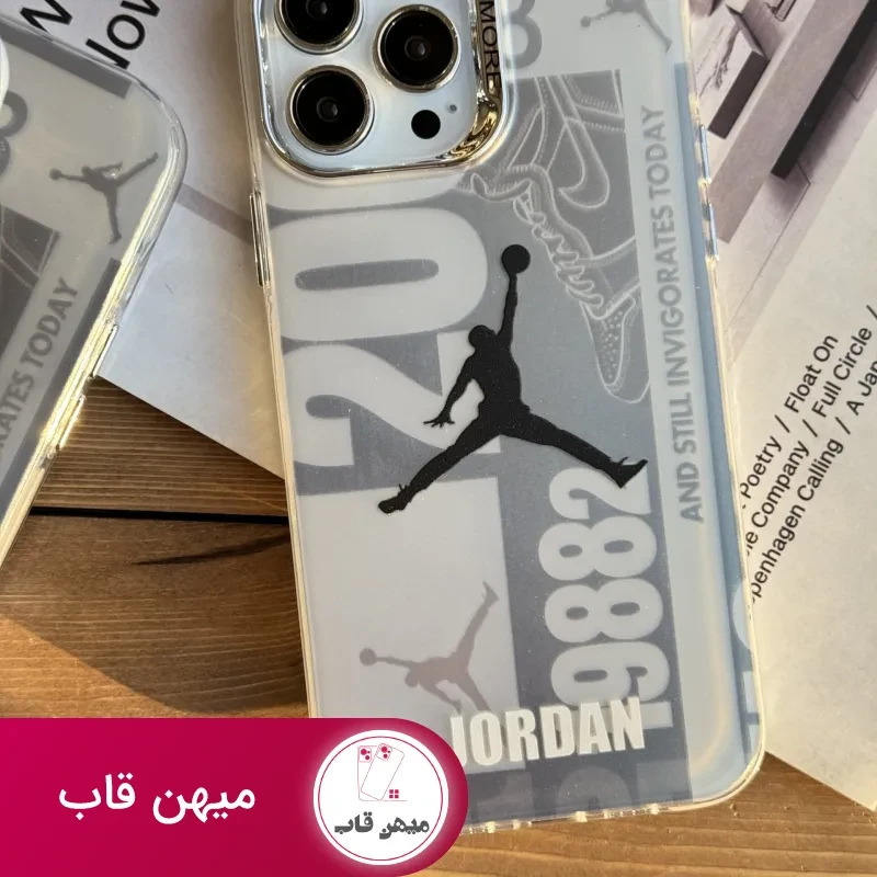 قاب موبایل آیفون نایک جردن لوگو نقره ای