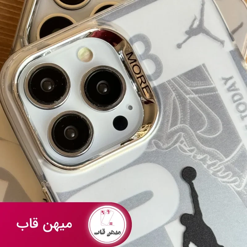 قاب موبایل آیفون نایک جردن لوگو نقره ای