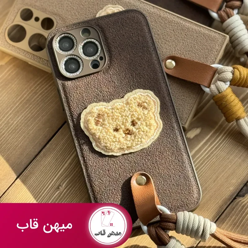 قاب موبایل سامسونگ خرس دوست داشتنی محافظ لنز + بندست