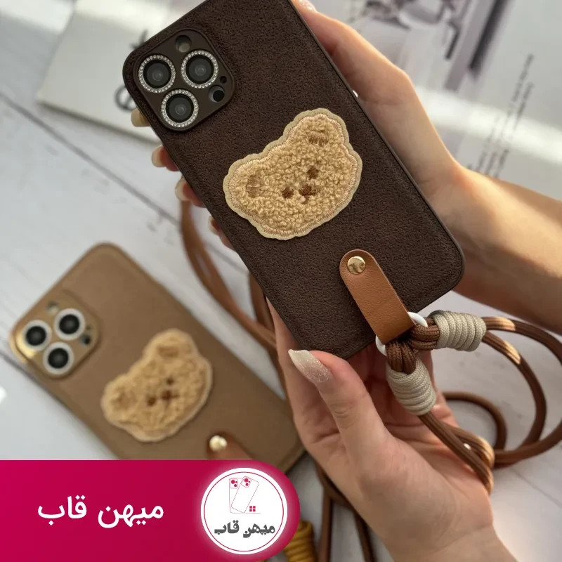 قاب موبایل سامسونگ خرس دوست داشتنی محافظ لنز + بندست